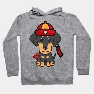 Cute dachshund ready for lunar new year Hoodie